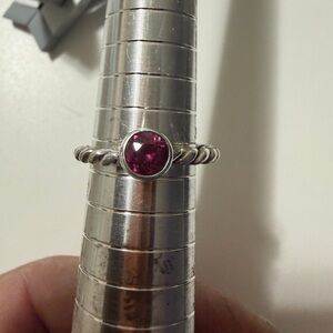 Elegant Sterling Silver Ring with Red Gemstone